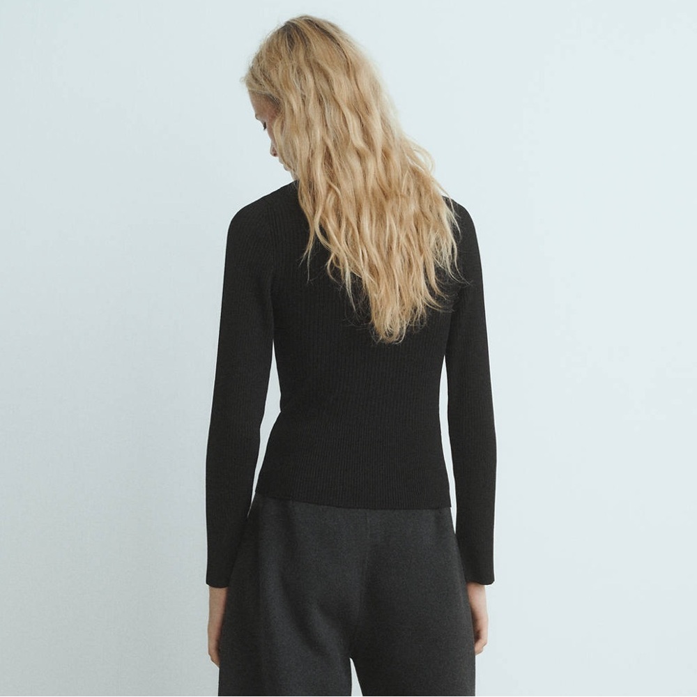 Mango Ribbed Sweater With Jewel Button - Picture 3 of 7